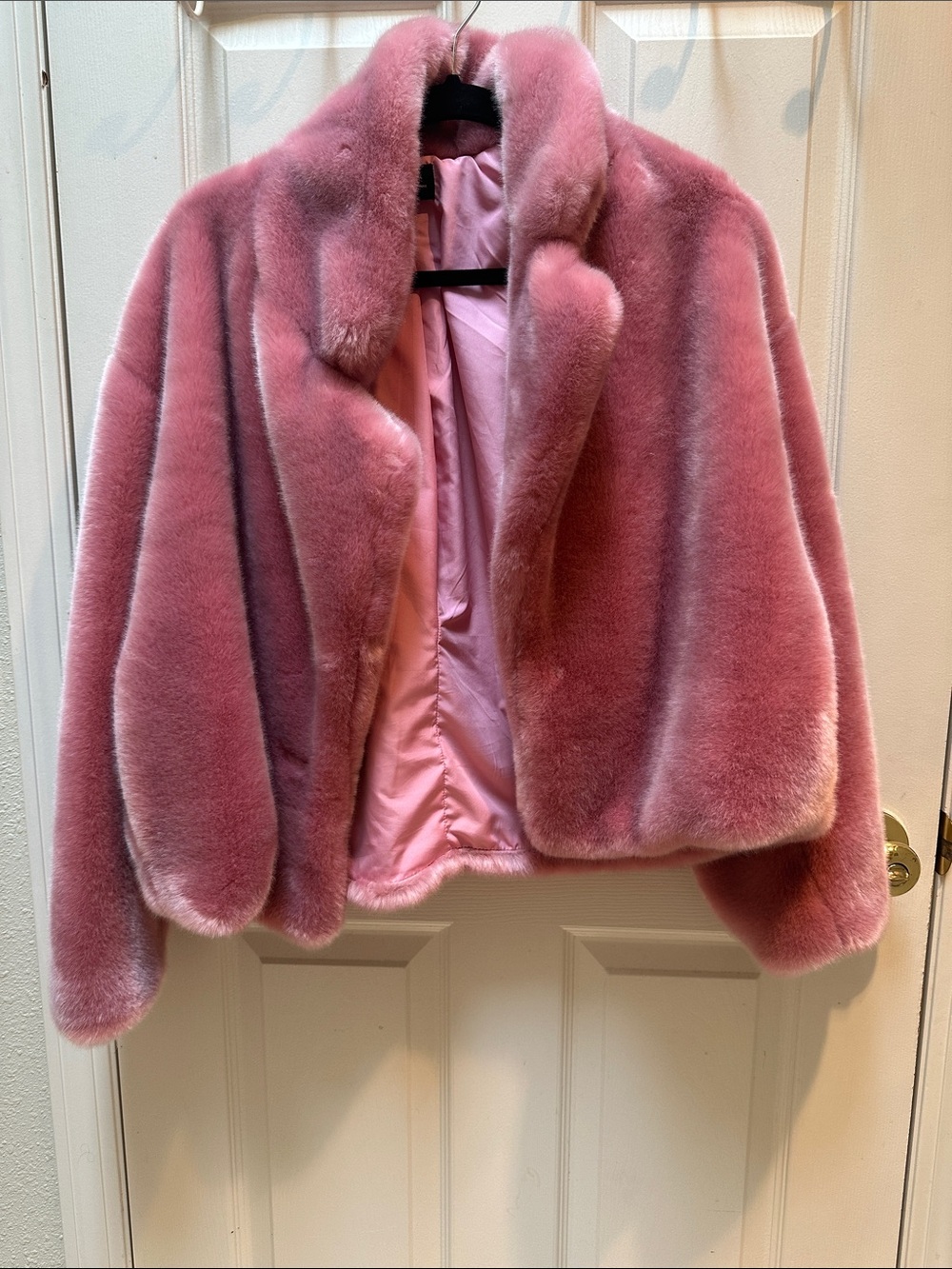 Zara Dusty Rose Faux Fur Teddy Jacket
